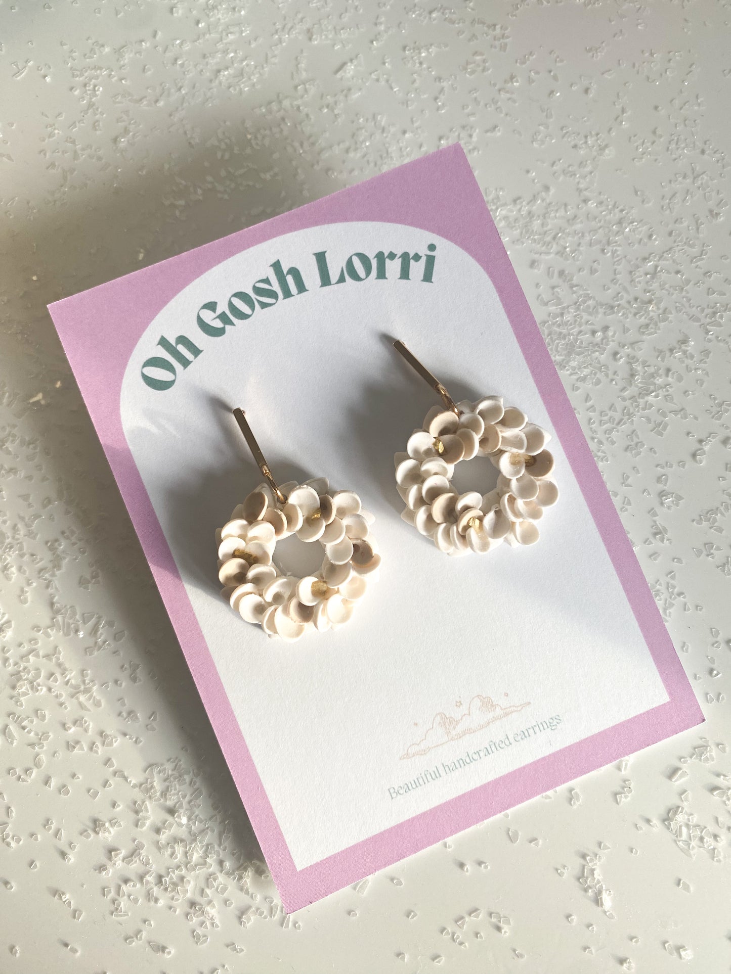 Cream Christmas Wreath Earrings